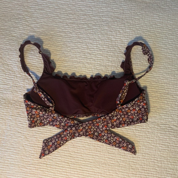 NWOT - Cute Brown Ditsy Floral Bikini Top - Picture 3 of 6
